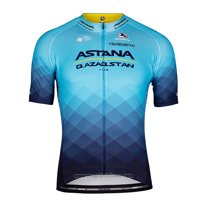 2022 Abbigliamento Ciclismo Astana Blu Manica Corta e Salopette